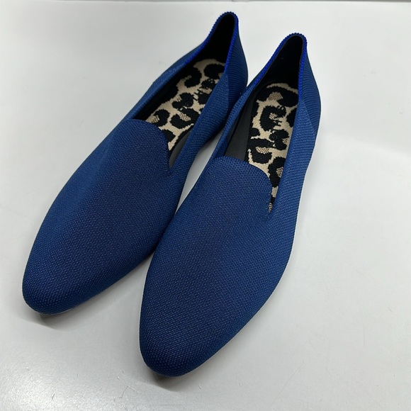 Rothy’s The Almond Loafer Slip On Washable Ballet Flats Azure Blue Cheetah 10.5 - Picture 1 of 10